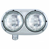 Stainless Peterbilt 359 Style Dual Headlight w/ Halogen Bulb