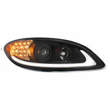 Black Projection Headlight With LED Turn Signal For International Prostar