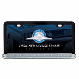 Black License Frame with 19 LED 12" Reflector Light Bar - Amber LED/Clear Lens
