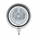 Black Guide Headlight 9007 Bulb w/ White LED Halo Rim
