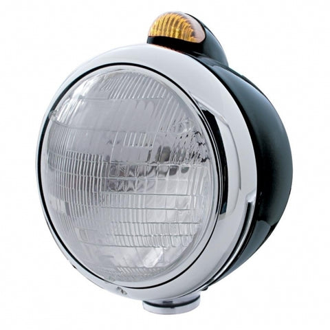 Black Guide 682-C Headlight 6014 & Dual Mode LED Signal - Amber Lens