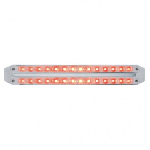 Dual 14 LED 12" Stop, Turn & Tail Light Bars - Red LED/Chrome Lens