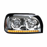 Freightliner Century Chrome Headlight w/ LED Turn Signal & Light Bar