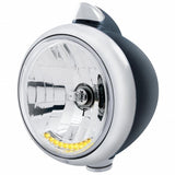 Black Guide 682-C Headlight H4 w/ 10 Amber LED & Original Style LED Signal-Clear Lens