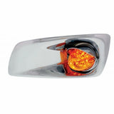 Kenworth T660 Front Bumper Light Bezel w/ 19 LED Beehive Light & Visor (Driver) - Amber LED/ Amber Lens