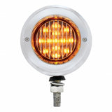 Stainless 2 1/2" Double Face Light w/ 13 LED 2 1/2" Lights & Bezels - Amber & Red LED/Clear Lens
