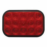 15 LED Rectangular Stop, Turn & Tail Light - Red LED/Red Lens