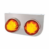Stainless Light Bracket w/ Two 9 LED Dual Function "GLO" Watermelon Lights - Amber LED/Amber Lens