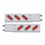3 3/4" Bolt Pattern Stainless Spring Loaded Light Bar w/ 6 Oval 12 LED Lights & Bezel - Red LED/Red Lens
