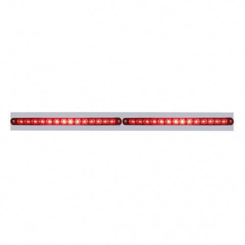 Chrome Top Mud Flap Plate w/ Two 14 LED 12" Light Bars - Red LED/Red Lens
