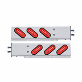 2/12"" Bolt Pattern Stainless Spring Loaded Light Bar w/ 6 Oval LED "GLO" Light & Grommet - Red LED/Red Lens
