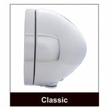 Stainless Steel Bullet Classic Headlight Crystal H4 Bulb & LED Turn Signal - Clear Lens