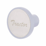 "Tractor" Aluminum Screw-On Air Valve Knob w/Stainless Plaque - Pearl White