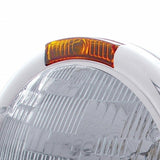 Chrome Classic Headlight H6024 Bulb & Turn Signal - Amber Lens