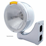 Stainless Steel Classic Half Moon Headlight H4 Bulb & LED Turn Signal - Amber Lens