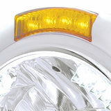 Chrome Classic Headlight H4 w/34 White LED & Dual Mode LED Signal - Amber Lens