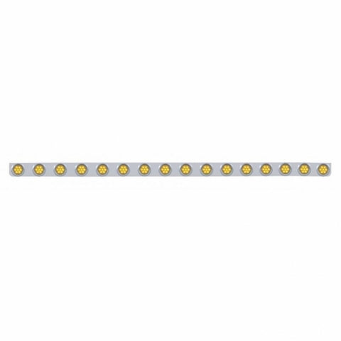 79-1/2" SS Bumper Light Bracket w/16X 7 LED 2" Reflector Lights & Visors -Amber LED & Lens