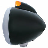 Black Guide 682-C Headlight H4 w/ White LED & Original Style LED Signal - Amber Lens