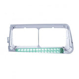 14 LED Freightliner FLD Headlight Bezel - Green LED/Clear Lens