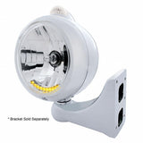 Stainless Steel Guide 682-C Headlight H4 w/ 6 Amber LED & Dual Mode LED Signal-Clear Lens