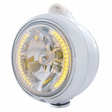 Chrome Guide 682-C Headlight H4 w/ 34 Amber LED & LED Signal - Clear Lens