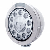 Stainless Bullet Classic Headlight 11 LED Bulb w/ LED Signal - Clear Lens