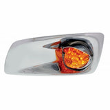 Kenworth T660 Front Bumper Light Bezel w/ 19 LED Watermelon Light & Visor (Driver) - Amber LED/ Amber Lens