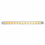 14 Amber LED 12" Auxiliary Warning Light Bar with Chrome Bezel - Clear Lens