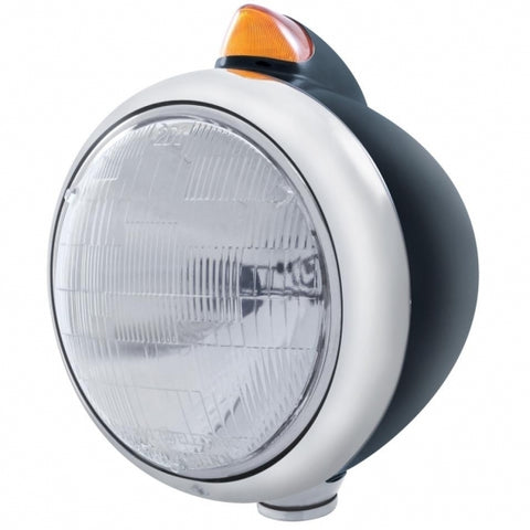 Black Guide 682-C Headlight 6014 & Original Style LED Signal - Amber Lens
