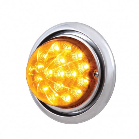 Freightliner Columbia Front Bumper Light w/ 17 LED Dual Function Clear Style Reflector Light - Amber LED/Amber Lens