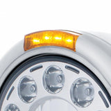 Stainless Classic Headlight 11 LED Bulb & Dual Func. LED Signal - Amber Lens
