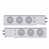 2" Bolt Pattern Stainless Spring Loaded Light Bar w/ Six 4" 10 LED Lights & Visors - Red LED/Clear Lens