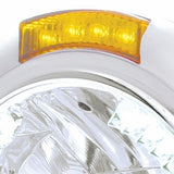 Chrome Classic Headlight H4 w/34 White LED & Signal - Amber Lens