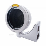 Stainless Steel Bullet Classic Headlight No Bulb w/ LED Turn Signal - Amber Lens