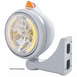 Stainless Steel Guide 682-C Headlight H4 w/ Amber LED & Original Style LED Signal - Amber Lens
