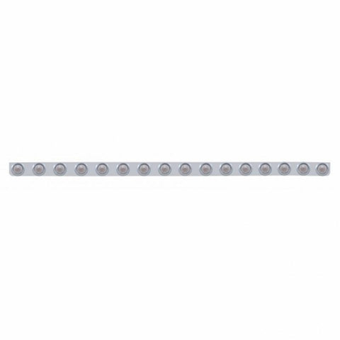 79-1/2" SS Bumper Light Bracket w/16X 9 LED 2" Beehive Lights & Visors -Amber LED/Clear Lens