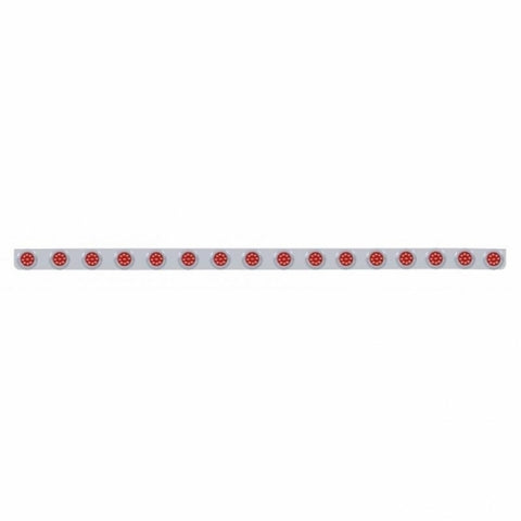 79 1/2" Stainless Bumper Light Bracket w/ Sixteen 9 LED 2" Lights & Bezels - Red LED/Red Lens