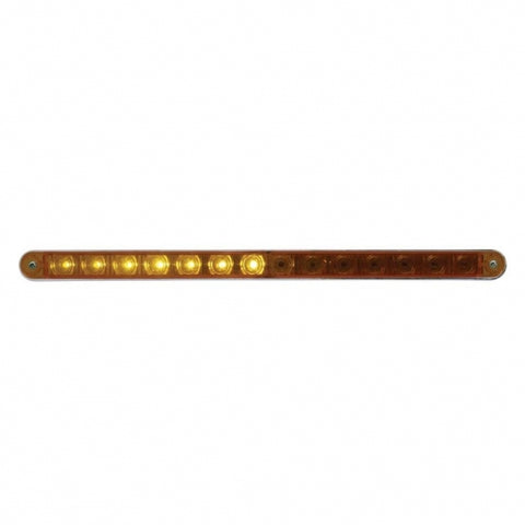 14 LED 12" Sequential Light Bar w/ Chrome Bezel - Amber LED/Amber Lens