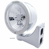 Stainless Steel Bullet Half Moon Headlight Crystal H4 Bulb & LED Turn Signal - Clear Lens