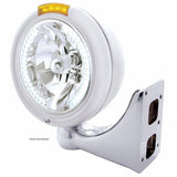 Chrome Classic Headlight H4 w/34 White LED & Dual Mode LED Signal - Amber Lens