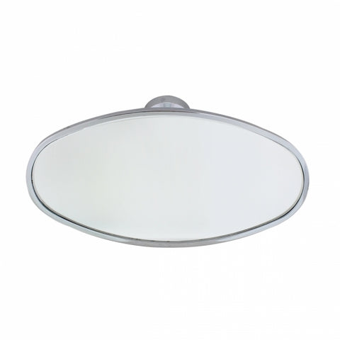Chrome Interior Rear View Mirror with Glue-On Mount - Oval