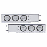 3 3/4" Bolt Pattern Stainless Spring Loaded Light Bar w/ Six 21 LED 4" "GLO" Lights & Grommets - Red LED/Clear Lens