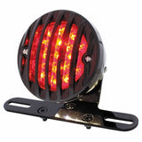 Motorcycle LED Rear Fender Tail Light with Gloss Black Grille Bezel - Red Lens