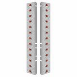 Peterbilt Stainless Front Air Cleaner Bracket w/ Twenty Six 3 LED Dual Function Mini Lights & Stainless Bezels - Amber LED/Amber Lens