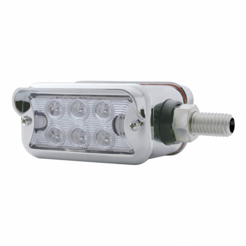 6 LED Dual Function Double Face Light w/ Horizontal Visor - Amber & Red LED/Clear Lens