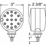 15 LED 3" Reflector Single Face Light - Red LED/Red Lens