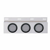 Stainless Top Mud Flap Plate w/ Three 36 LED 4" Lights & Grommets - Red LED/Clear Lens
