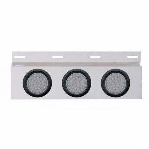 Stainless Top Mud Flap Plate w/ Three 36 LED 4" Lights & Grommets - Red LED/Clear Lens