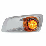 Kenworth T660 Front Bumper Light Bezel w/ 17 LED Reflector Watermelon Lights (Driver) - Amber LED/Amber Lens