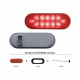 12 LED Oval Reflector Stop, Turn & Tail Light Kit - Red LED/Red Lens